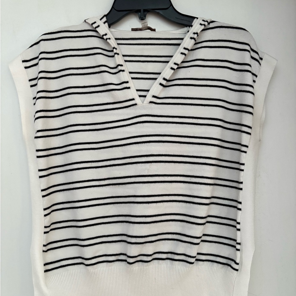 Milano White and Black Striped Top